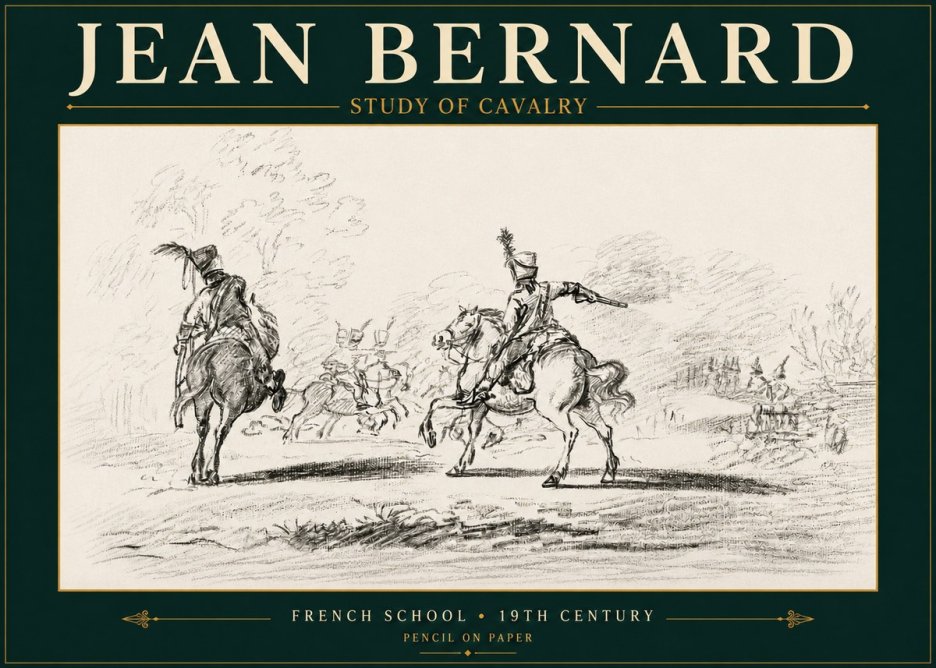 Jean Bernard Study of Cavalry No4 - Poster