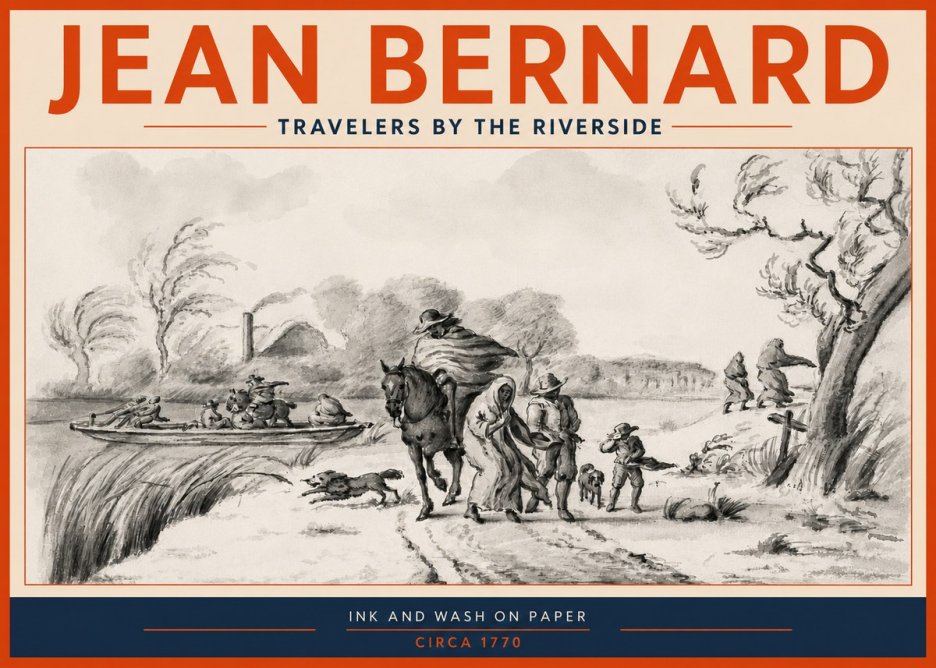 Jean Bernard Travelers by the Riverside No3 - Poster