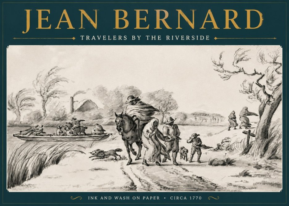 Jean Bernard Travelers by the Riverside No4 - Poster