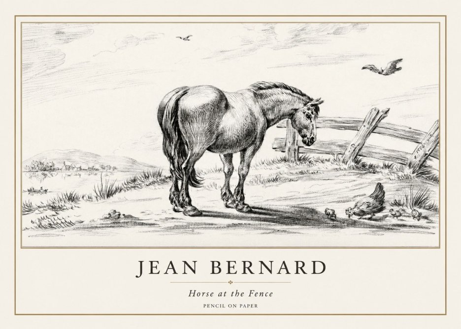 Jean Bernard Horse at the Fence No1 - Poster