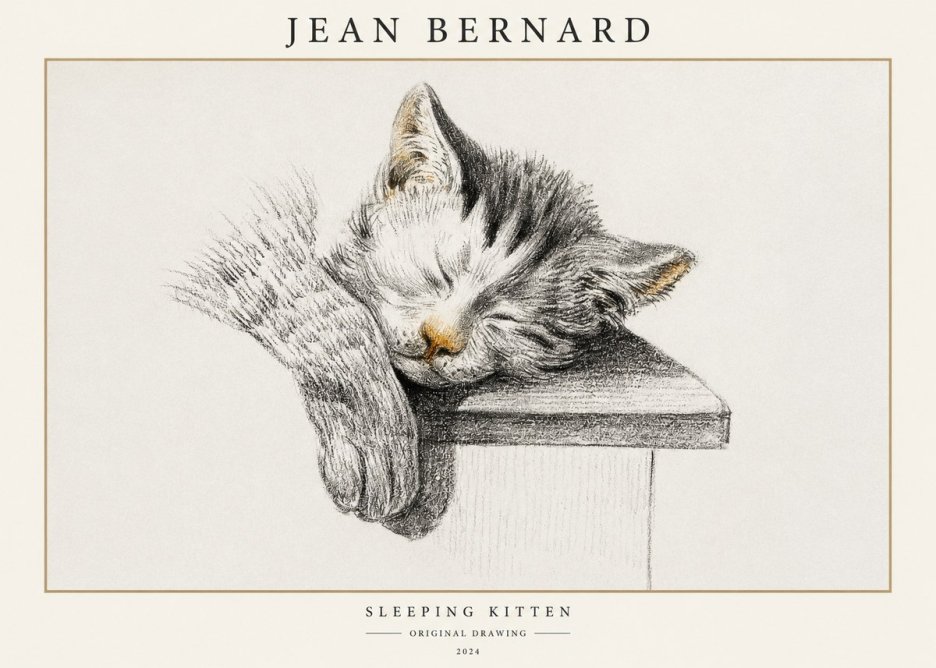Jean Bernard Sleeping Kitten No1 - Poster