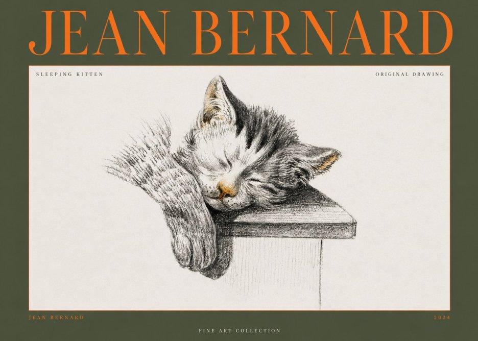 Jean Bernard Sleeping Kitten No2 - Poster