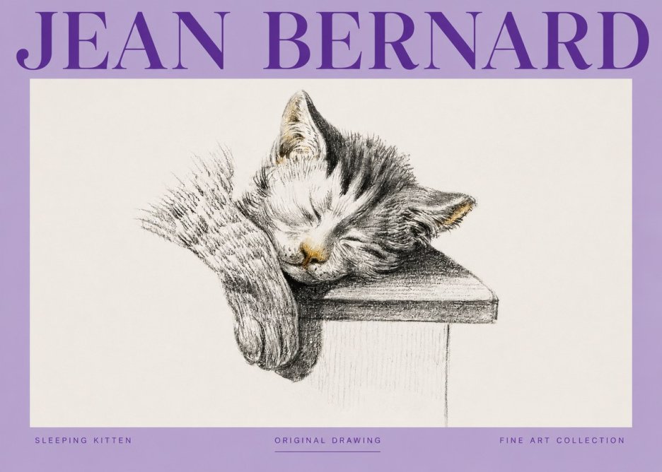 Jean Bernard Sleeping Kitten No3 - Poster