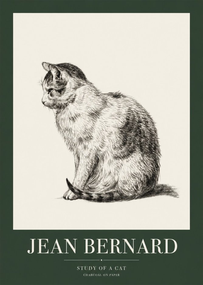 Jean Bernard Study of a Cat IV No1 - Poster