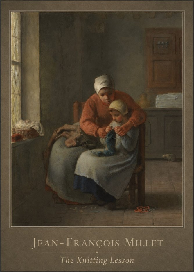 Jean-François Millet The Knitting Lesson II No1 - Poster