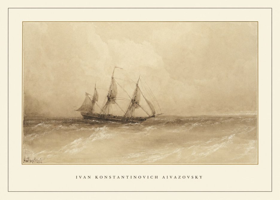Ivan Konstantinovich Aivazovsky Sailing Ship, 1843 No4 - Poster