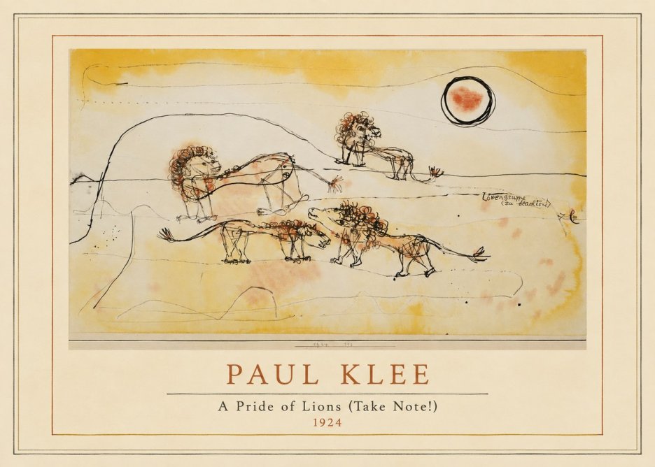 Paul Klee A Pride of Lions (Take Note!) No4 - Poster
