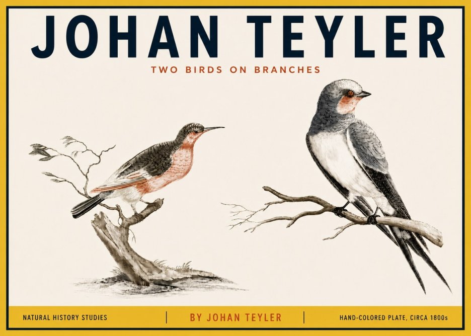 Johan Teyler Two Birds on Branches No5 - Poster