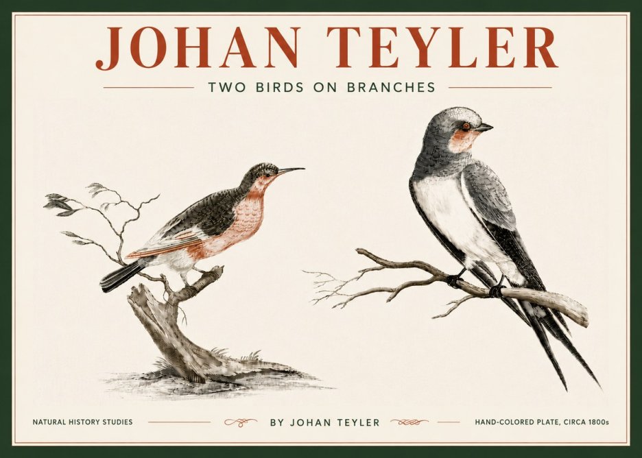 Johan Teyler Two Birds on Branches No6 - Poster