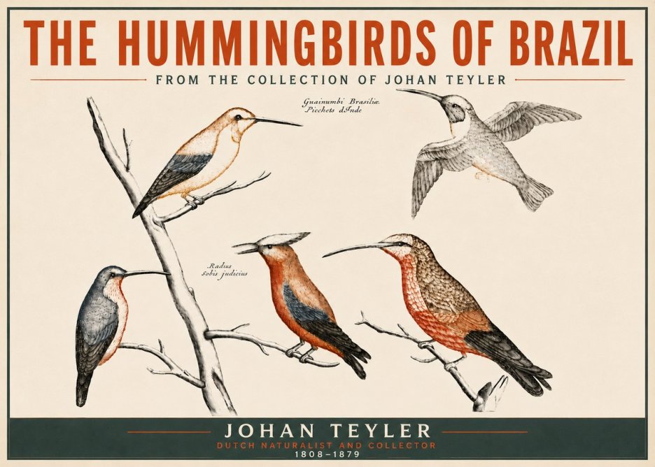 Johan Teyler The Hummingbirds of Brazil from the Collection of Johan Teyler No5 - Poster