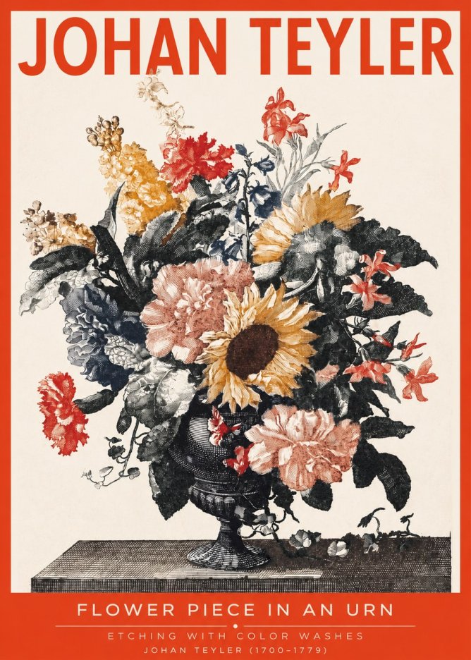 Johan Teyler Flower Piece in an Urn I No2 - Poster