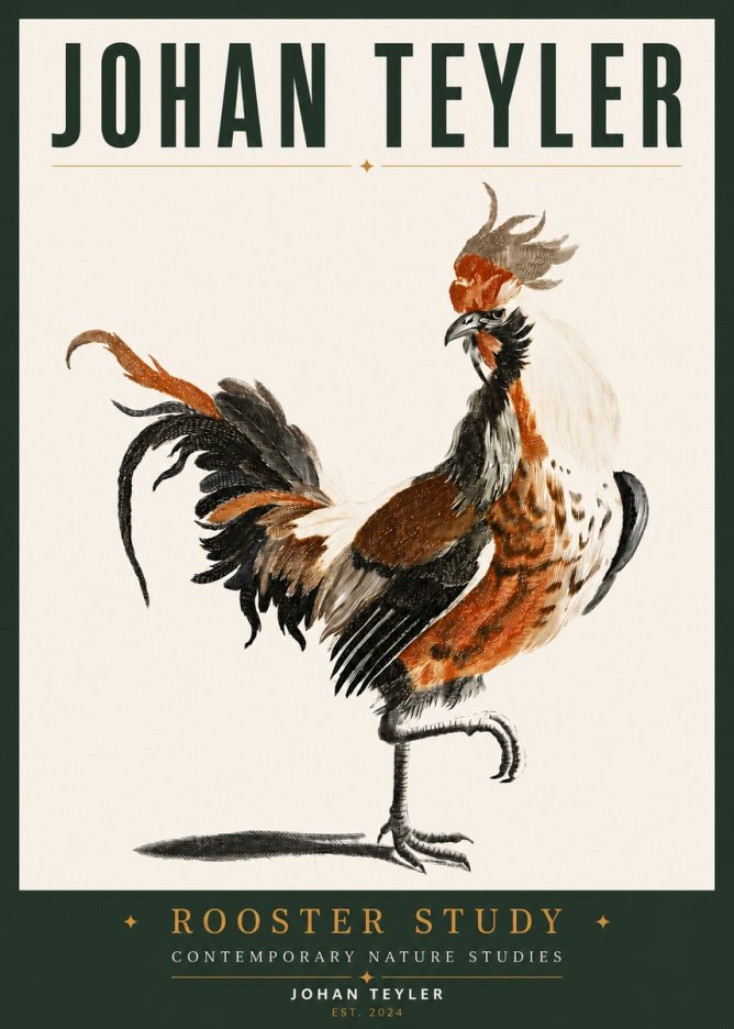 Johan Teyler Rooster Study No3 - Poster