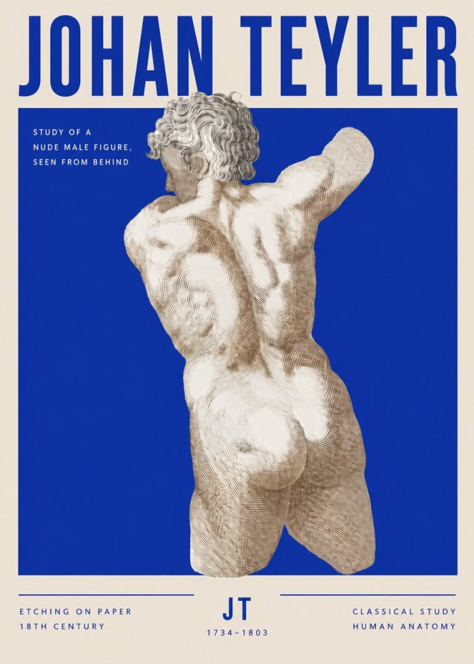 Johan Teyler Study of a Nude Male Figure, Seen from Behind No3 - Poster