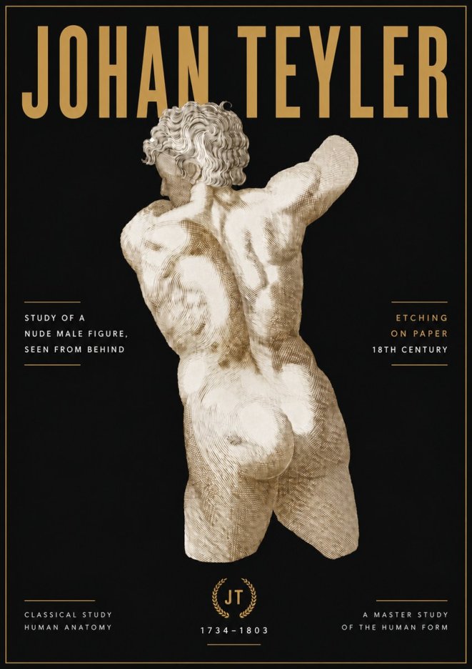 Johan Teyler Study of a Nude Male Figure, Seen from Behind No6 - Poster