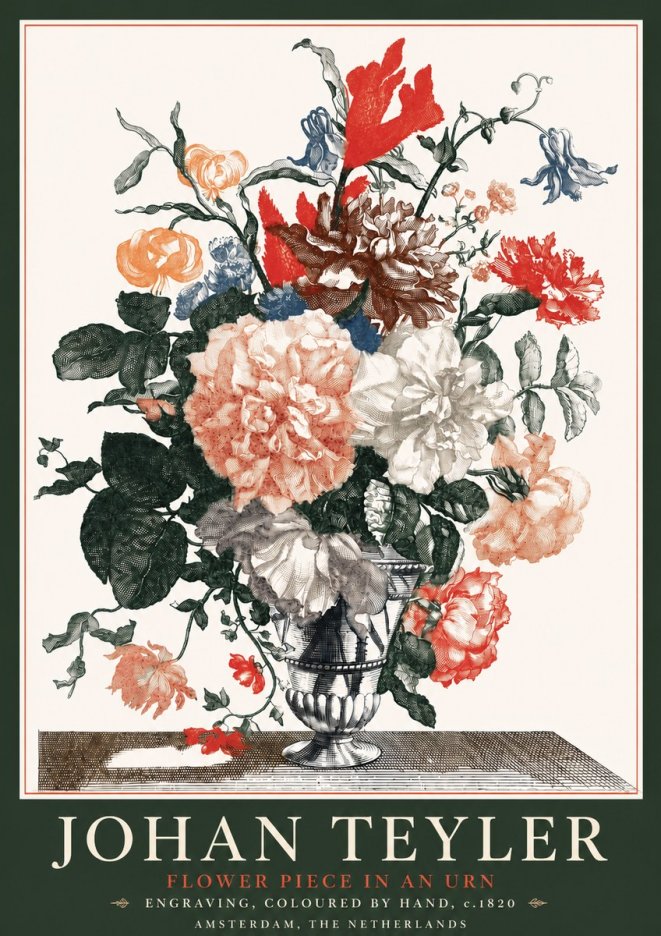 Johan Teyler Flower Piece in an Urn II No4 - Poster