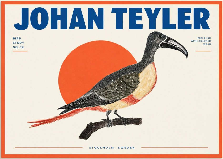 Johan Teyler Bird Study No. 12 - Original Drawing No2 - Poster
