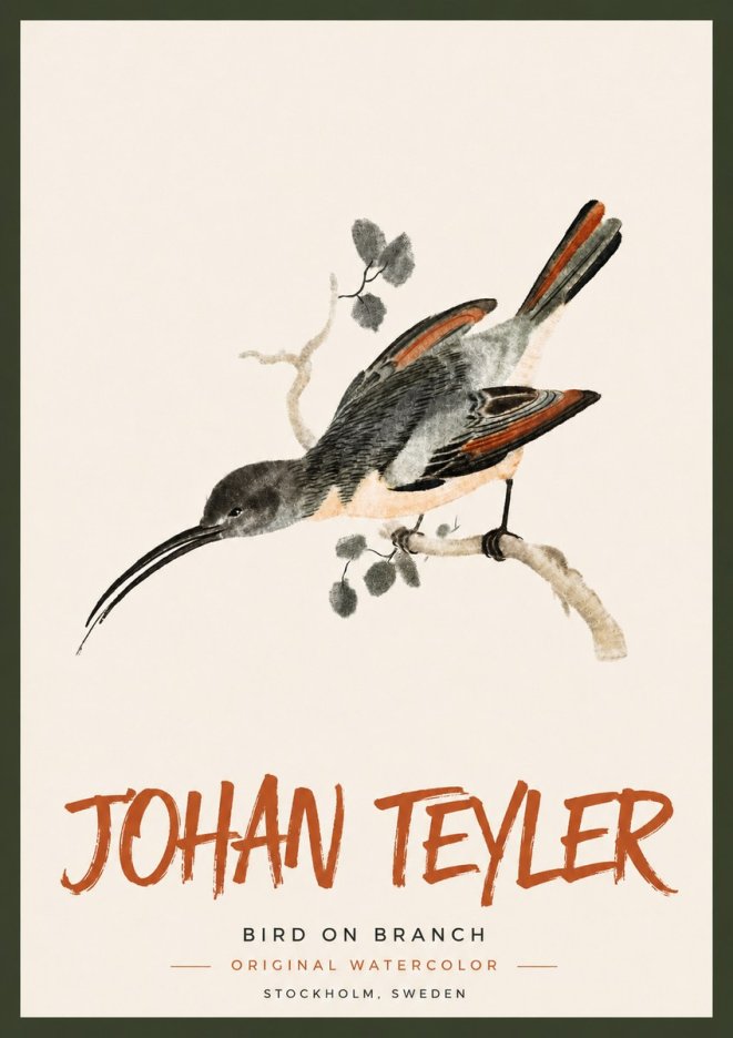 Johan Teyler Bird on Branch II No4 - Poster