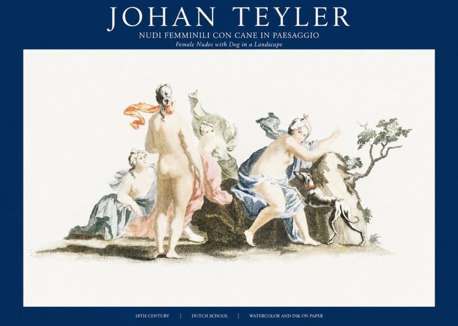 Johan Teyler Nudi Femminili Con Cane in Paesaggio No1 - Poster