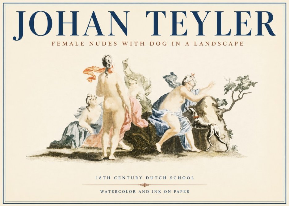 Johan Teyler Nudi Femminili Con Cane in Paesaggio No4 - Poster