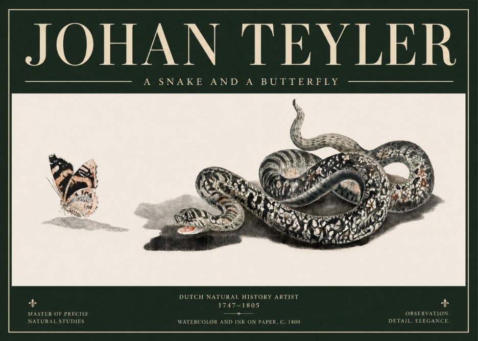 Johan Teyler Snake and Butterfly No5 - Poster