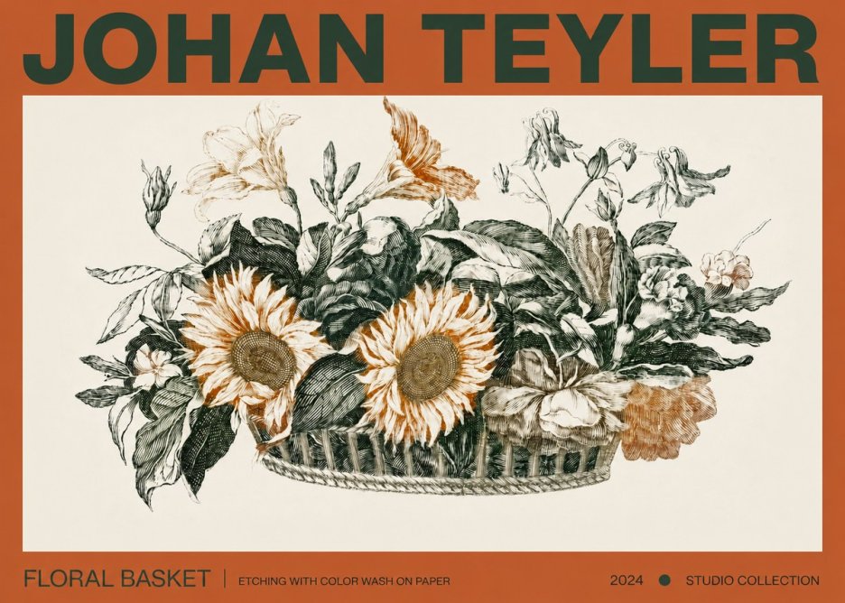 Johan Teyler Floral Basket No3 - Poster