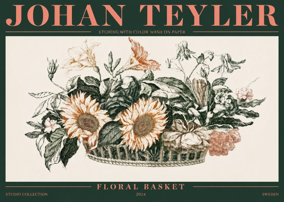 Johan Teyler Floral Basket No4 - Poster