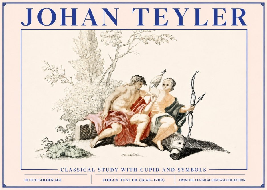 Johan Teyler Classical Study with Cupid and Symbols No3 - Poster