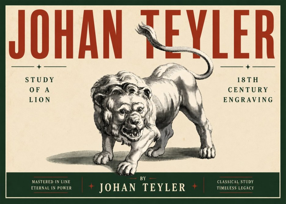 Johan Teyler Study of a Lion No5 - Poster