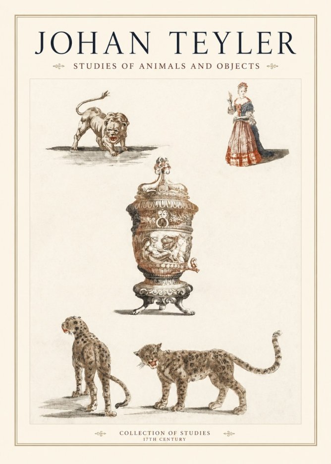 Johan Teyler Studies of Animals and Objects No1 - Poster
