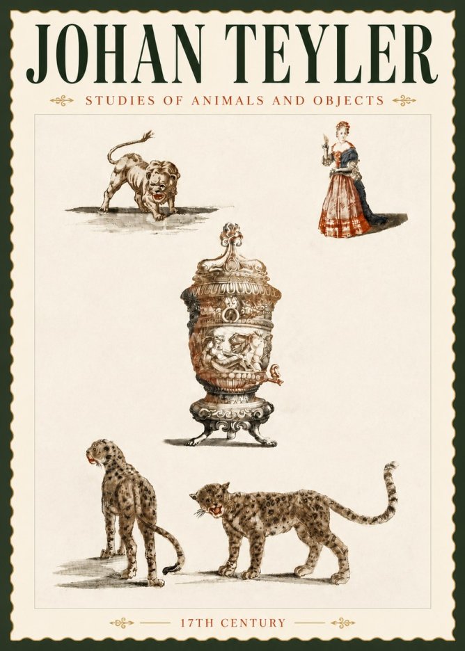 Johan Teyler Studies of Animals and Objects No5 - Poster