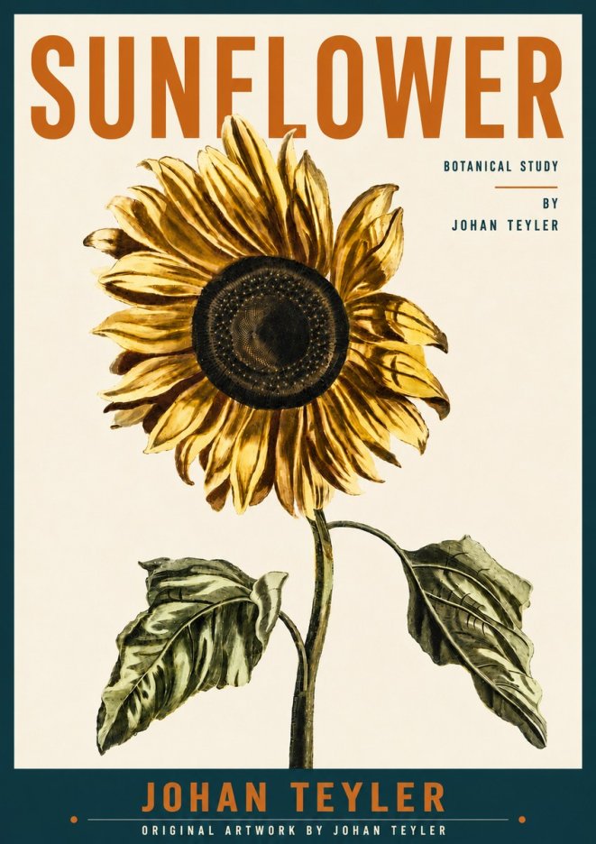 Johan Teyler Sunflower - Botanical Study No5 - Poster