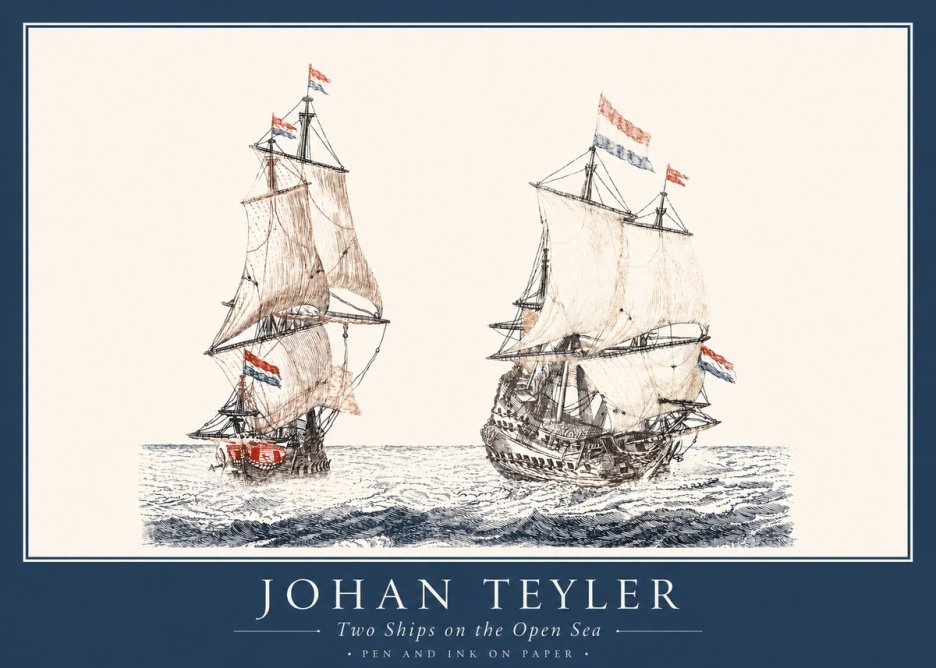 Johan Teyler Two Ships on the Open Sea No1 - Poster