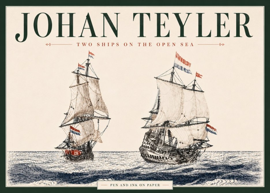 Johan Teyler Two Ships on the Open Sea No6 - Poster