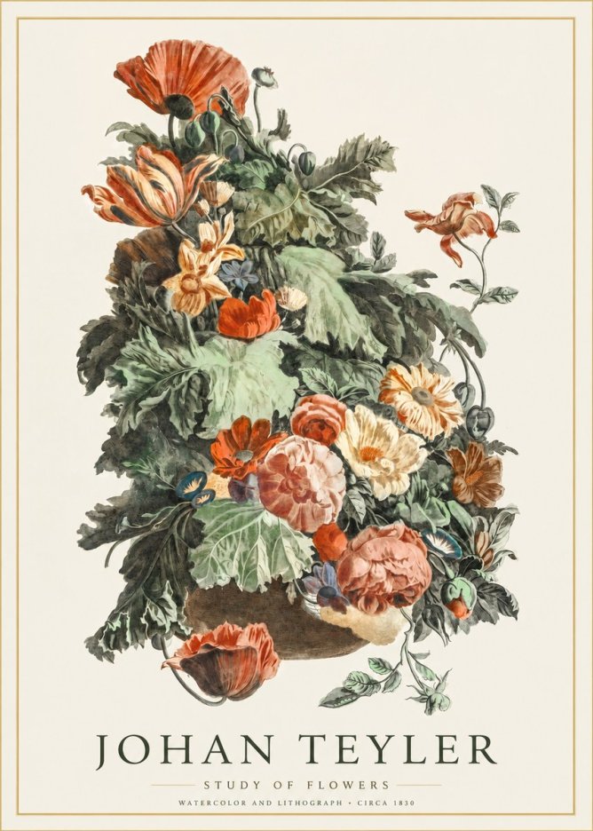 Johan Teyler Study of Flowers No1 - Poster