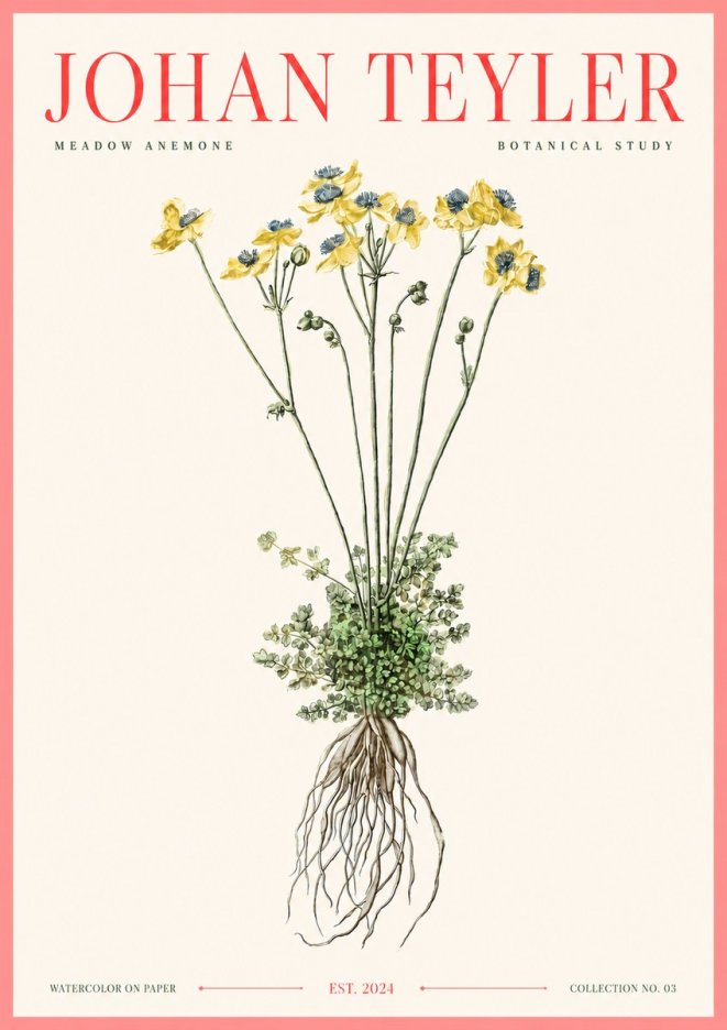 Johan Teyler Meadow Anemone No3 - Poster