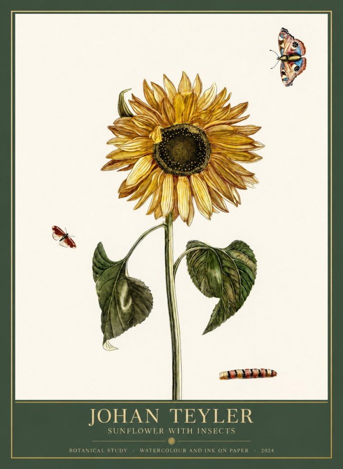 Johan Teyler Sunflower with Insects No1 - Poster