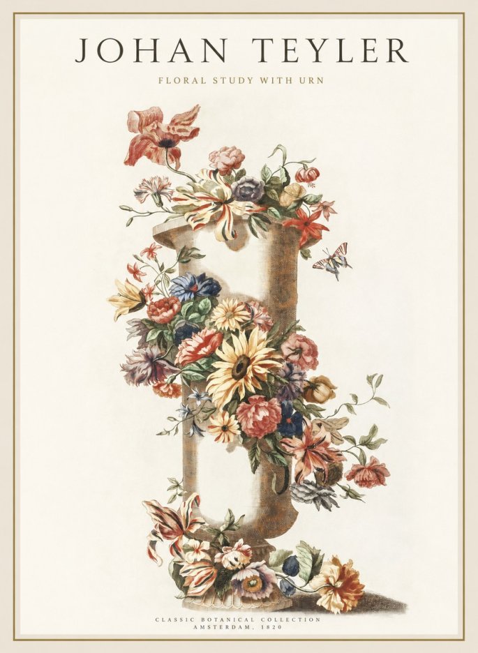 Johan Teyler Floral Study with Urn No1 - Poster