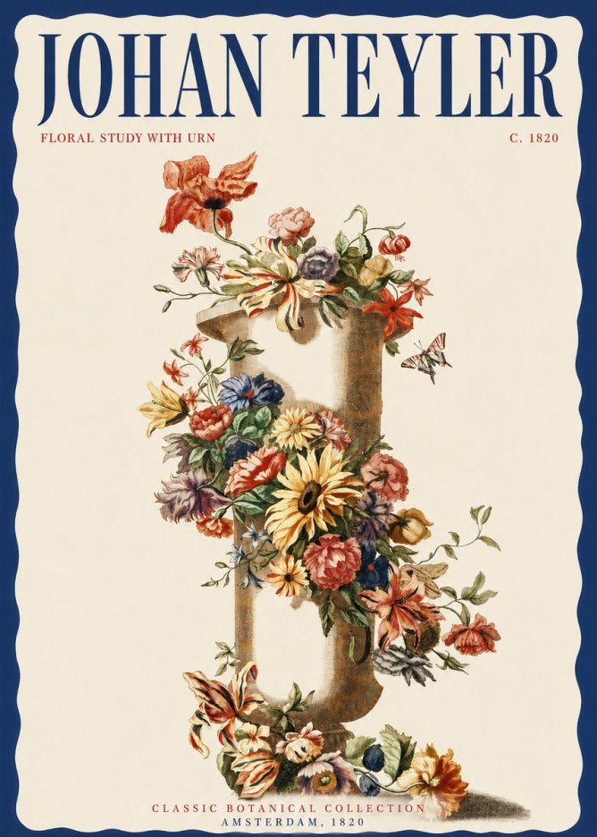 Johan Teyler Floral Study with Urn No2 - Poster