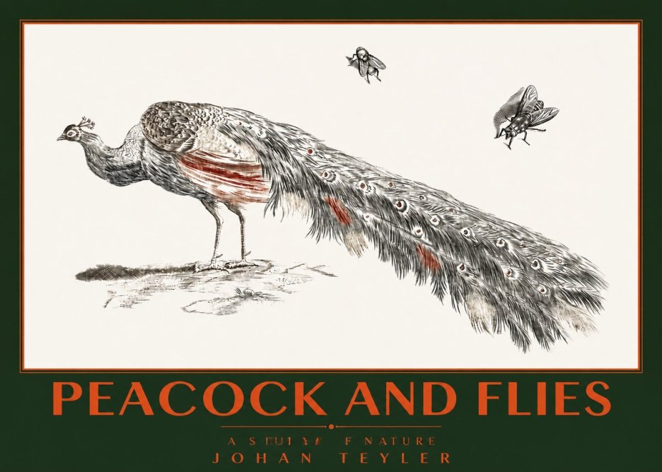 Johan Teyler Peacock and Flies - Animal Study No2 - Poster