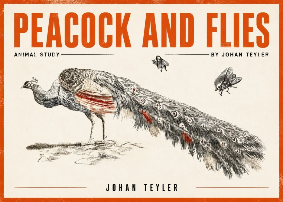 Johan Teyler Peacock and Flies - Animal Study No3 - Poster