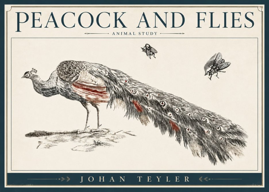 Johan Teyler Peacock and Flies - Animal Study No4 - Poster