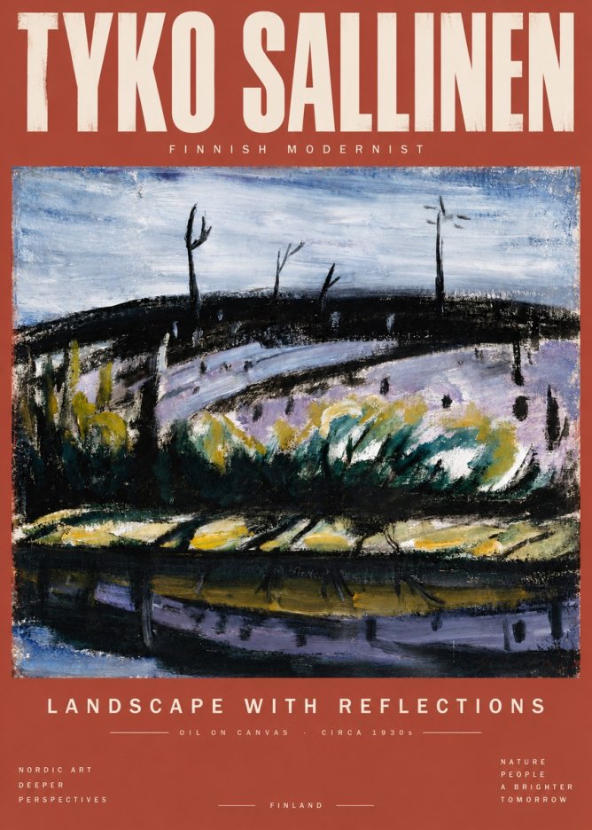 Tyko Sallinen Landscape with Reflections No5 - Poster