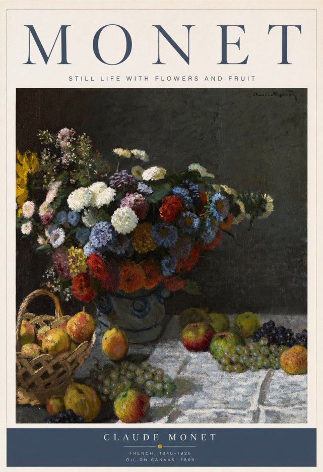 Monet Still Life with Flowers and Fruit No2 - Poster