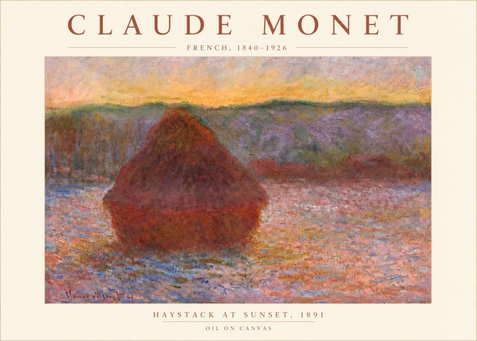 Monet Haystack at Sunset, 1891 No3 - Poster
