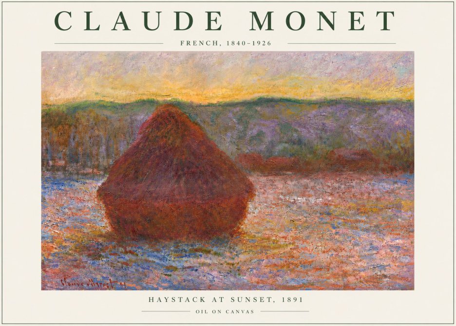 Monet Haystack at Sunset, 1891 No6 - Poster