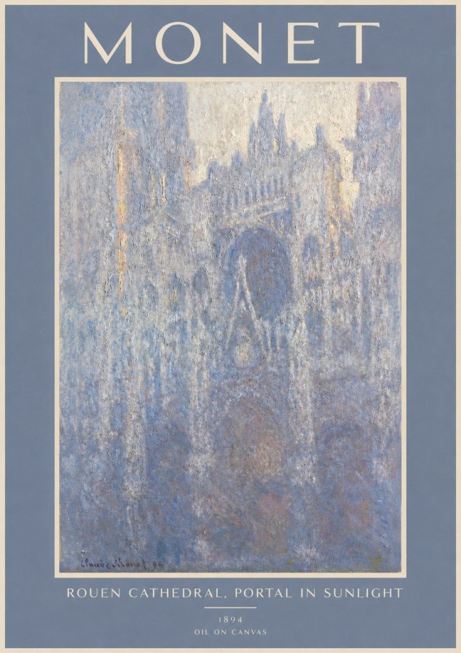 Monet Rouen Cathedral, Portal in Sunlight No2 - Poster