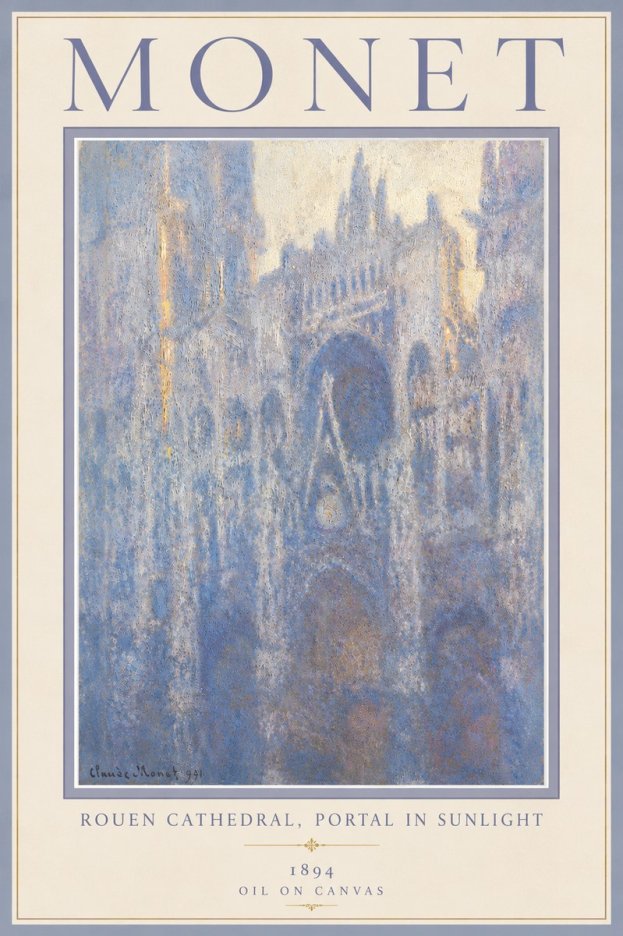 Monet Rouen Cathedral, Portal in Sunlight No5 - Poster