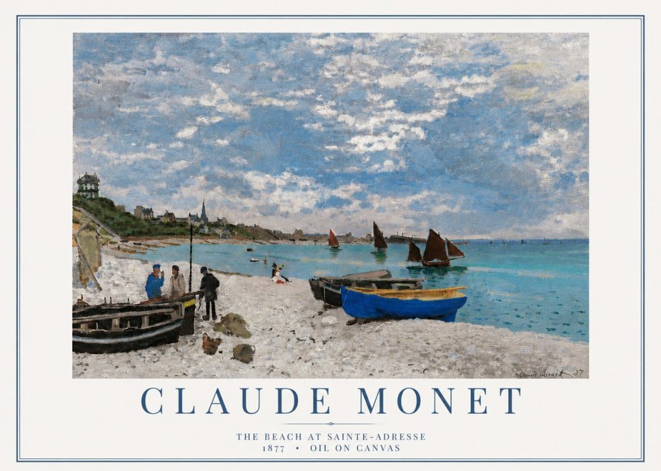 Monet The Beach at Sainte-adresse I No4 - Poster