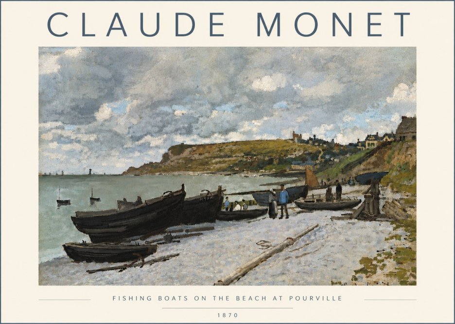 Monet Fishing Boats on the Beach at Pourville No5 - Poster