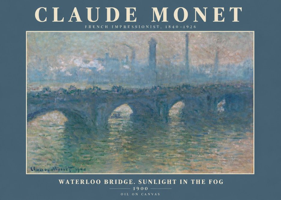 Monet Waterloo Bridge. Sunlight in the Fog No2 - Poster